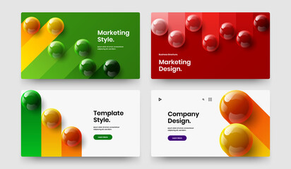 Clean 3D spheres catalog cover concept composition. Vivid landing page vector design illustration set.