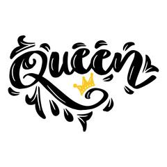 Queen text hand lettering poster