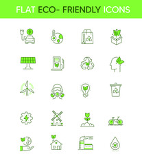 Fototapeta premium eco friendly web icon set, Set of ecology flat icons