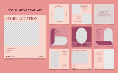 Naklejka premium social media template banner fashion sale promotion. fully editable instagram and facebook square post frame puzzle organic sale poster