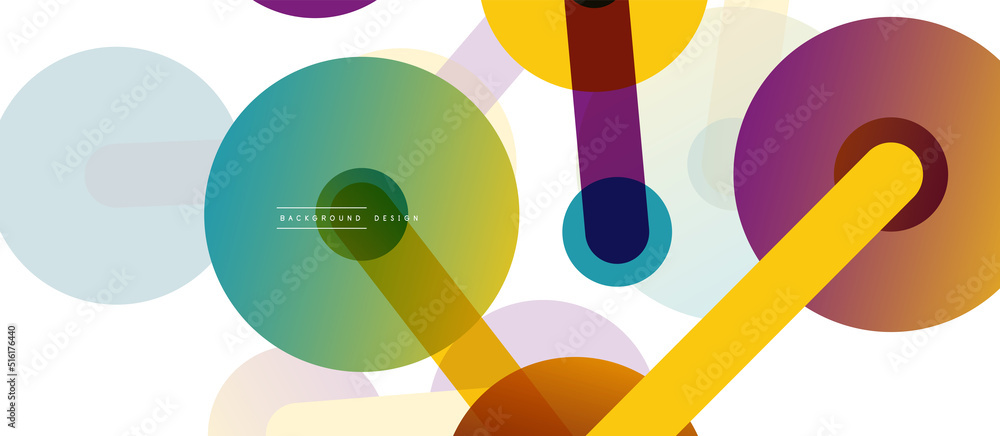 Poster line points connections geometric abstract background. circles connected by lines. trendy techno bus