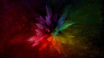 Freeze motion shot of color powder explosion