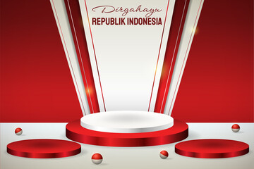 Podium display 3d red and white for Indonesia independence day 17th August