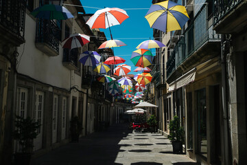 View of a street in the center of Viana do Castelo, Portugal.