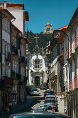 Fototapeta na wymiar View of a street in the historic center of Viana do Castelo, Portugal.