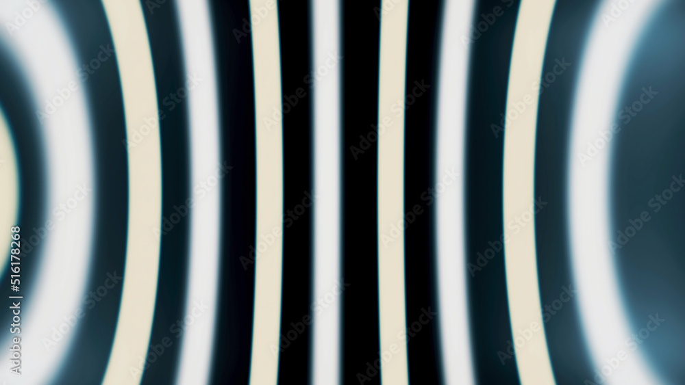 Poster abstract white neon round stripes flowing into different directions on black background, seamless lo