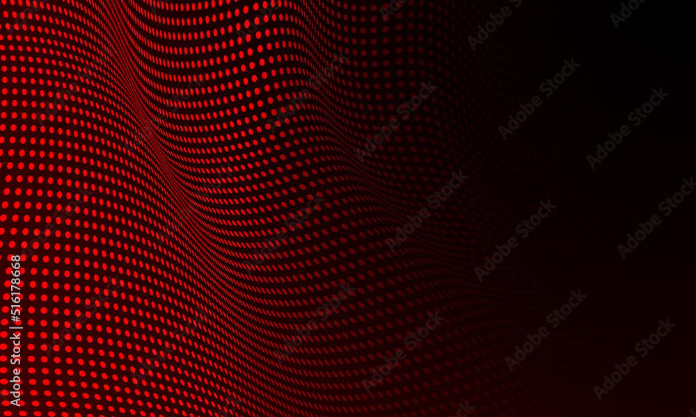 Poster abstract red circle dots wave pattern on black design modern technology background vector