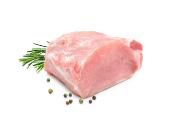 Raw pork meat isolated on white background   
