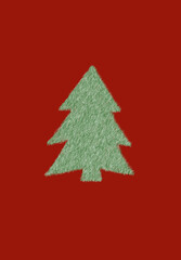 Christmas tree on the red background