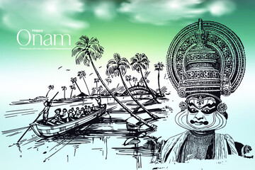 Happy Onam festival of South India Kerala