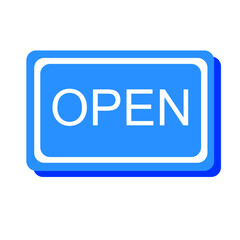 Sign open on white background 