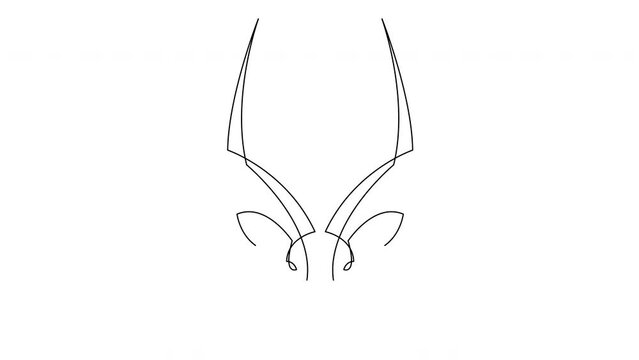 Animated self drawing of single continuous line draw cute antelope for company logo identity. Horned gazelle mascot concept for tourism icon. Full length one line animation illustration.