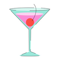 Illustration of summer cocktail on the white background