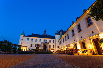 Fototapeta na wymiar Summer evening in Neo-Renaissance castle Zbiroh, Czechia.