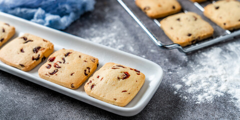 Cranberry Cookies on Cement Tabletop