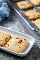 Cranberry Cookies on Cement Tabletop