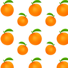 fresh orange fruit with green leaves seamless pattern vector illustration (tropical fruit) on white background logo symbol design poster flyer clothing design wrapping paper