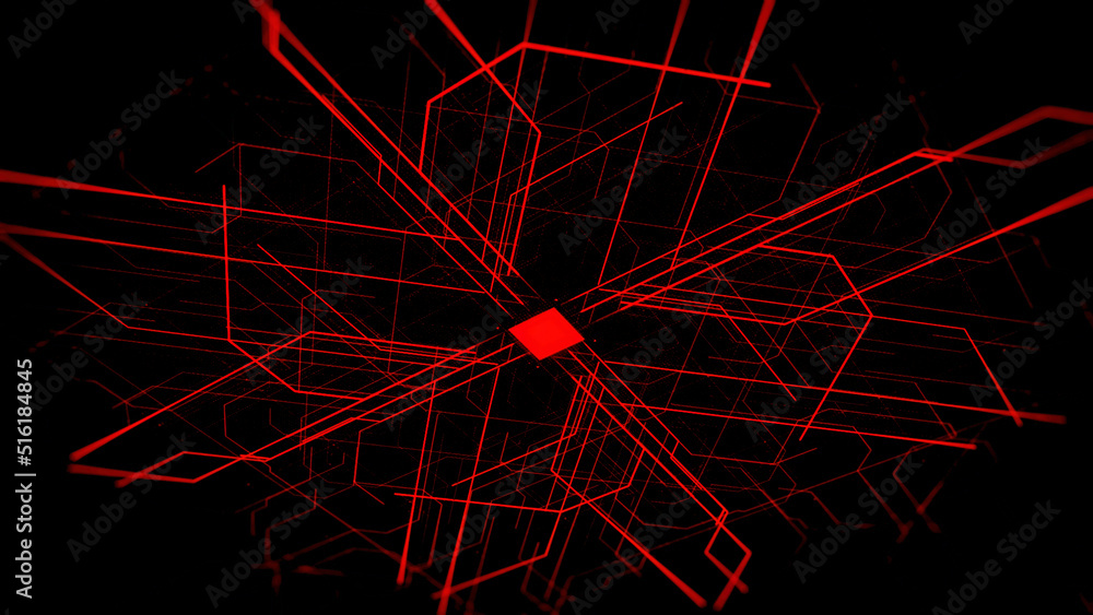 Poster nano chip circuit board, modern technology with micro electrons moving fast on digital gadget board.