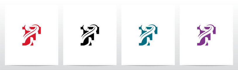 Snake On Letter Logo Design F