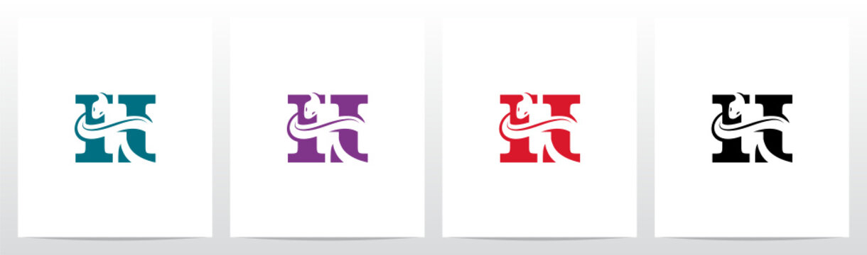 Snake On Letter Logo Design H
