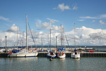 Naklejka premium Port in Krynica Morska. Poland
