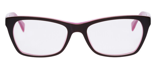 Black and pink stylish fashion glasses, isolated on white background