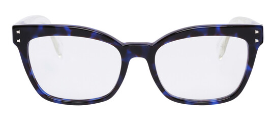 Black and blue stylish fashion glasses, isolated on white background