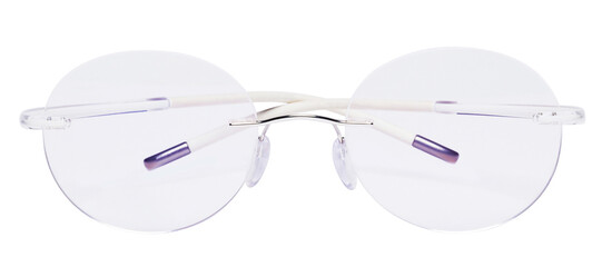 Transparent stylish fashion glasses, isolated on white background