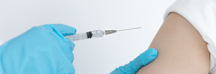 Vaccination, Doctor is vaccinating the patient with antibiotics or virus-resistant antibiotics to...