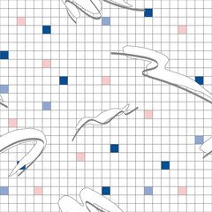 Seamless geometric pattern in 80s abstract style. Memphis background