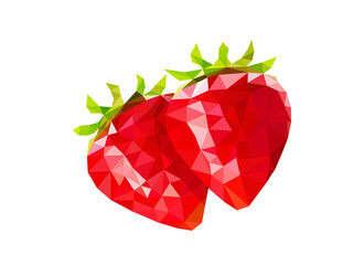 Low poly strawberry, polygonal berry. Vector illustration