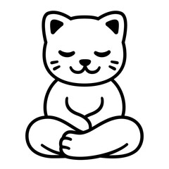 Cute cartoon meditating cat drawing