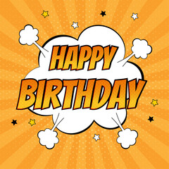 Birthday greeting card in pop art comic style. © Katerina
