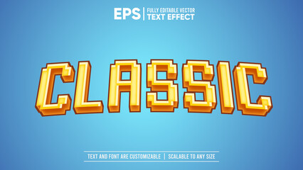 3D Yellow Cartoon Game Pixel Text Effect