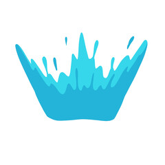 Splash of water. Blue liquid spill. Wet puddle of aqua. Flat cartoon.