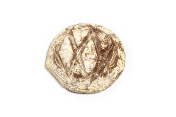 Isolated dark bread loaf on white background.