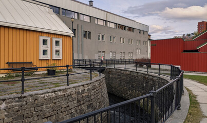 Fototapeta na wymiar Among the docker district of Trondheim 