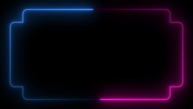 Square rectangle picture border with neon line. footage video effect seamless loop. Neon Border, Line neon border motion. 4K
