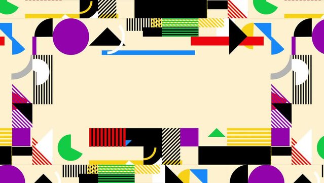 幾何学的なグラフィックスと抽象的な背景を持つモダンなグリッドデザイン。モーションデザイン バウハウススタイル