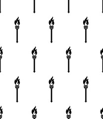 Torch Icon Seamless Pattern, Light Source Icon, Stick Lit With Combustible Material