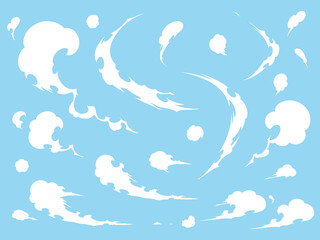 かっこいい雲のイラスト素材セット_エフェクト風 - obrazy, fototapety, plakaty