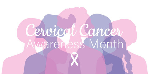 Cervical Cancer Awareness Month. Women of different nationalities and religions together. 