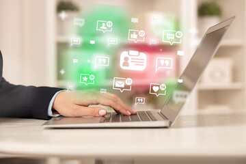 Young person surfing on social media network