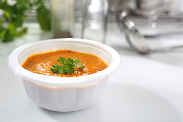 Pumpkin soup. cream soup, ready meal.