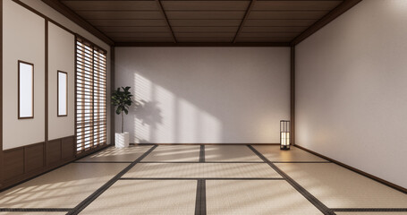 Fototapeta premium yoga interior design,cleaning minimalist room japan style. 3D rendering