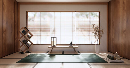 yoga interior design,cleaning minimalist room japan style. 3D rendering