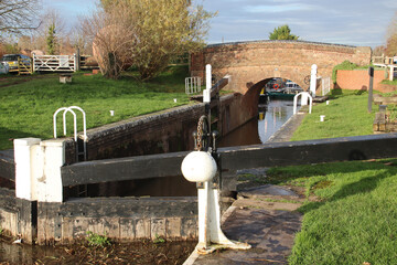Maunsel lock on the Bridgewater and Taunton Canal in Somerset. It opened in 1827 and linked the River Tone to the River Parrett