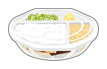 プラスチック容器のぶっかけうどん