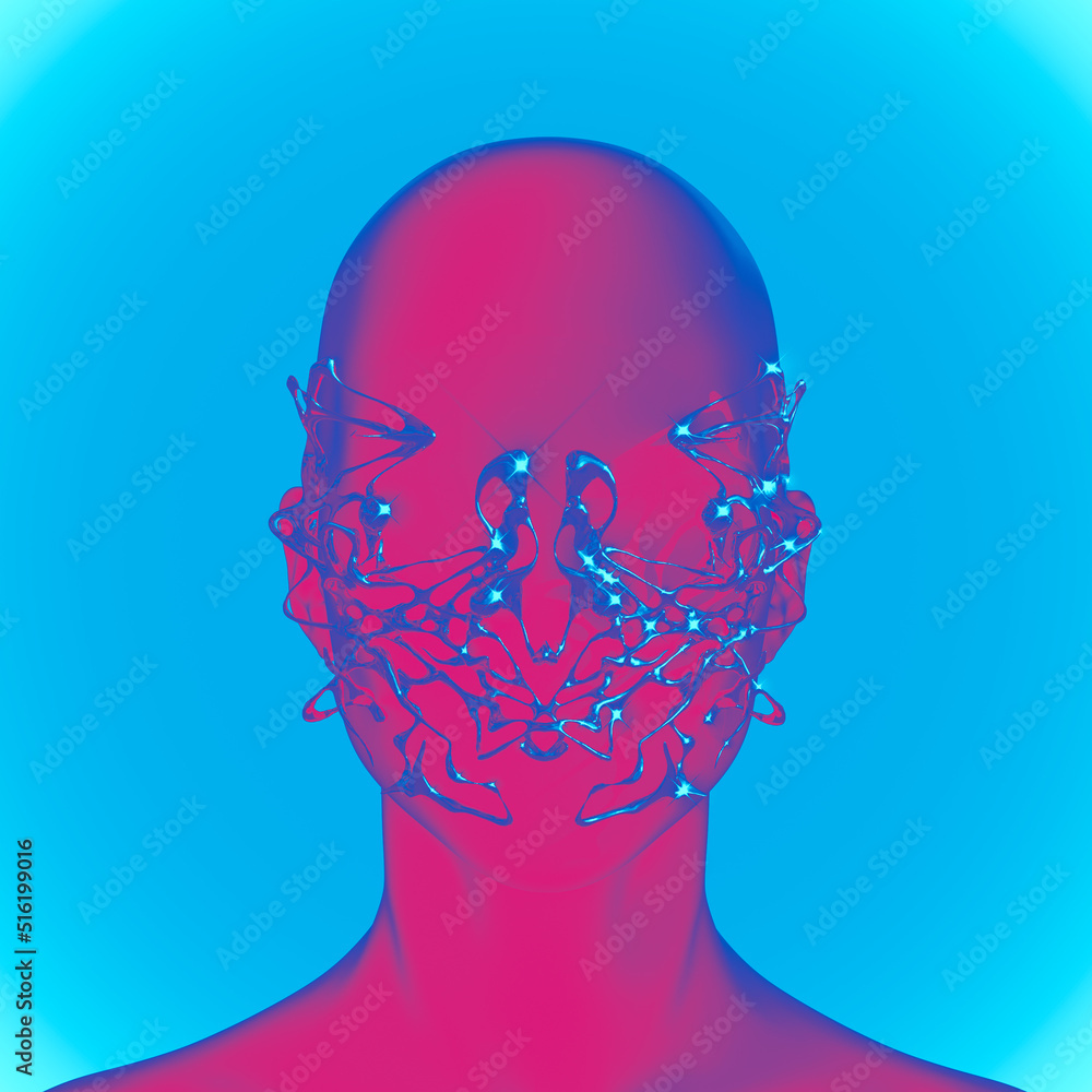Aufkleber abstract concept sculpture illustration from 3d rendering of front view female figure with anonymous