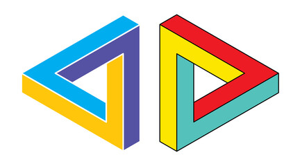 Penrose triangle icon. Impossible vector geometric shape object. Optical illusion illustration. Infinity 3D element